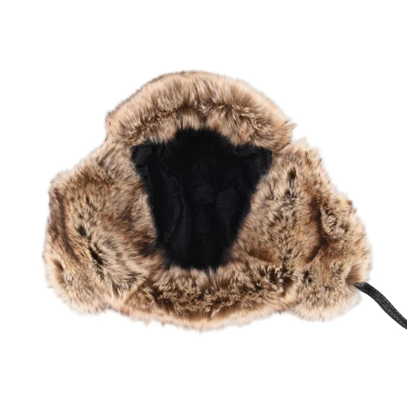 Davenport Winter Fur Leather Trapper Bomber Hat
