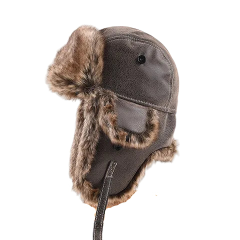 Davenport Winter Fur Leather Trapper Bomber Hat