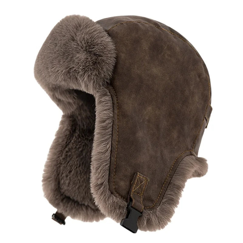 Leningrad Winter Leather Trapper Bomber Hat