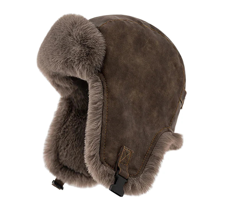 Leningrad Winter Leather Trapper Bomber Hat