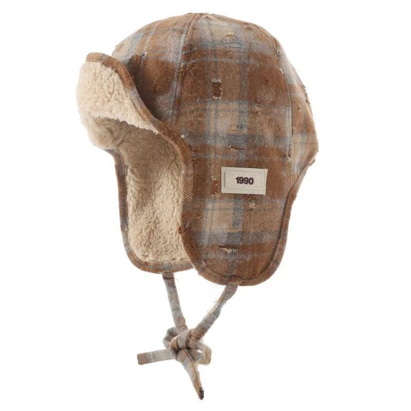 Minneapolis 1990 Winter Plaid Fur Bomber Hat